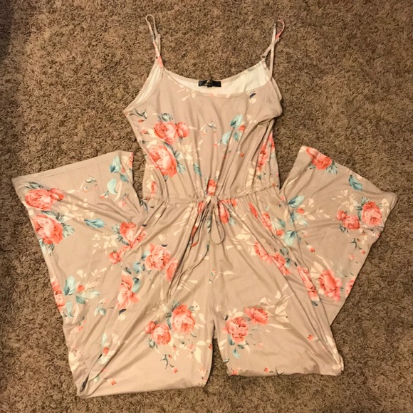 cream floral jumpsuit